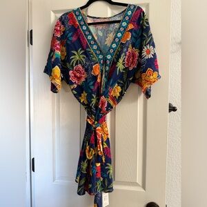 Cupshe Tropical Floral Kimono Style Mini Dress Size M